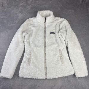 Patagonia Jacket Womens Medium White Las Gatos Fleece Lined Full Zip Winter